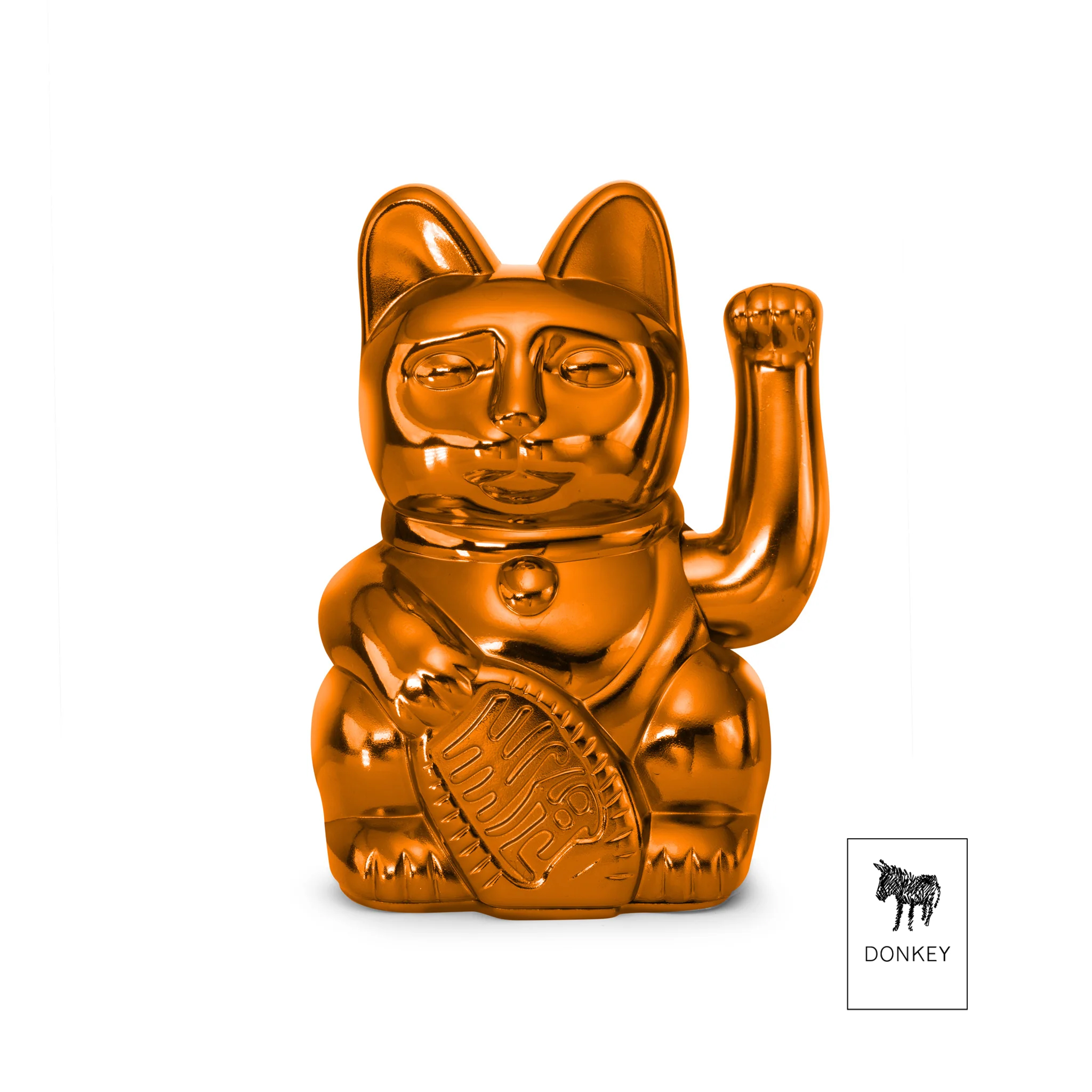 DONKEY Τυχερή Γάτα Maneki Neko DONKEY σε Γυαλιστερό Xαλκό 15cm