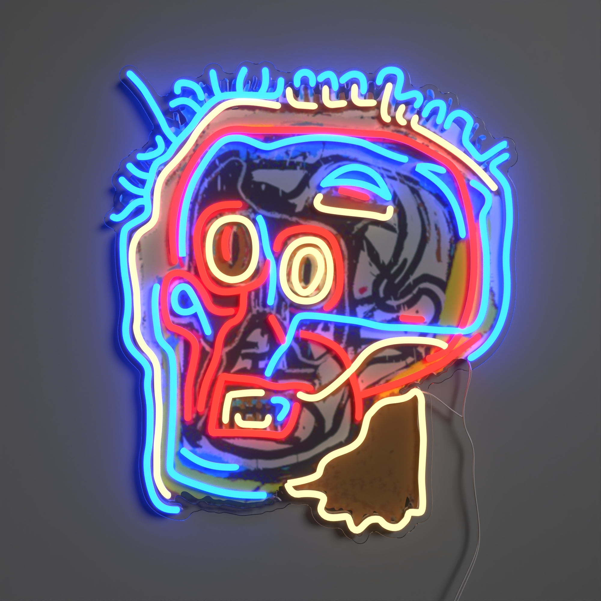 YELLOWPOP Επιτοίχιο Φωτιστικό Neon LED 50 x 58cm - Untitled (Head) YP x Jean Michel Basquiat