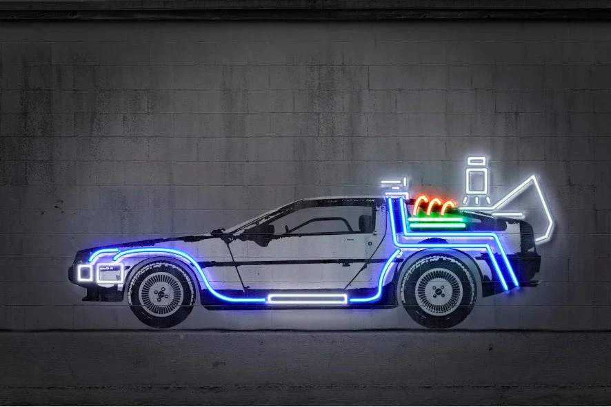 Blue Shaker Αφίσα NEON ART - DeLorean - 30 x 40 cm